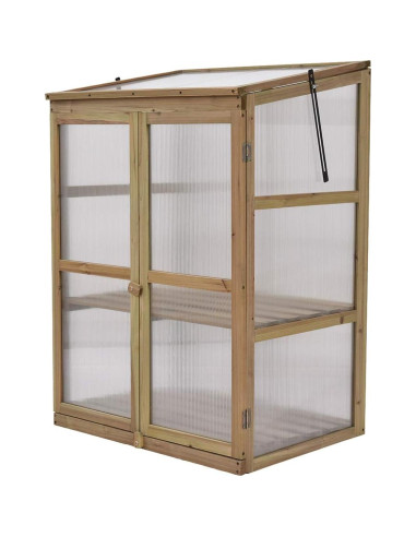 Invernadero Portátil de Madera Giantex 76x57 cm con Estantes Dobles
