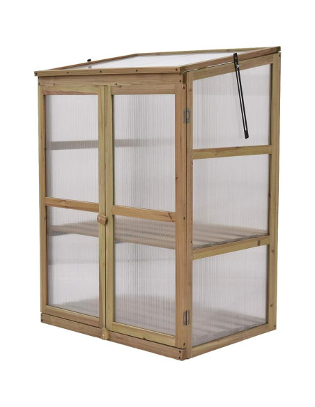 Invernadero Portátil de Madera Giantex 76x57 cm con Estantes Dobles