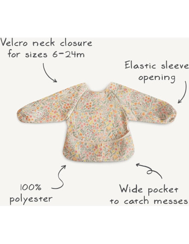 Babero de Manga Larga Mushie para Bebés 6-24 Meses Resistente al Agua