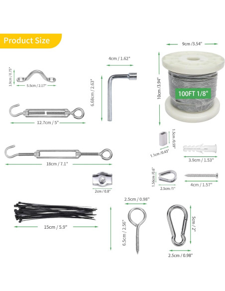 Kit de Cuerda de Alambre 1/8" Unicaravan 30.48m Acero Inoxidable Kit de Cuerda de Alambre 1/8" Unicaravan 30.48m Acero Inoxidable