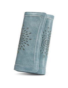 Cartera Trifold APHISON para Mujeres con Bloqueo RFID Azul