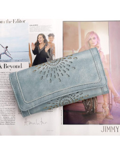 Cartera Trifold APHISON para Mujeres con Bloqueo RFID Azul 2