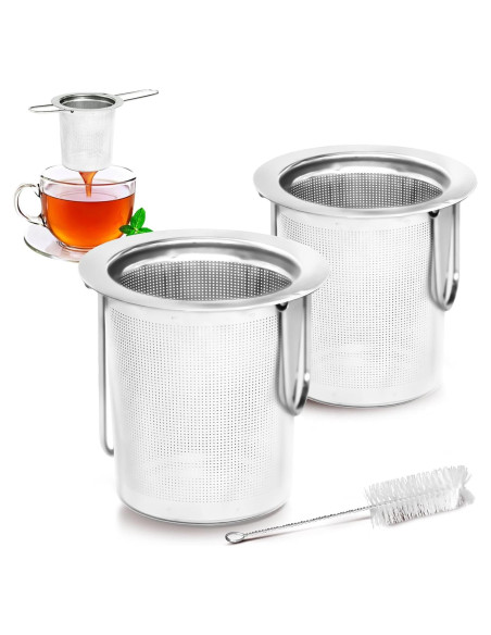 Infusores de Té de Acero Inoxidable Jewderm - 2 Piezas con Mango Plegable