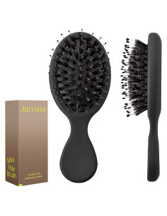 Mini Cepillo Desenredante Jurrissa Negro 14x6 cm para Todos Cabellos