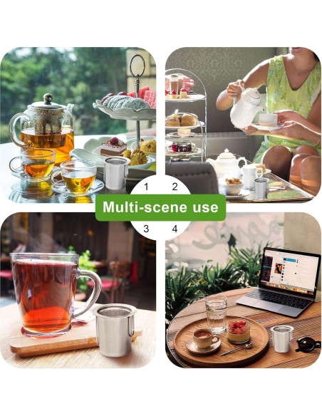 Infusores de Té de Acero Inoxidable Jewderm - 2 Piezas con Mango Plegable