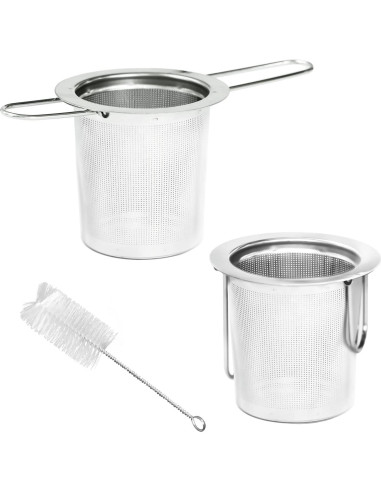 Infusores de Té de Acero Inoxidable Jewderm - 2 Piezas con Mango Plegable