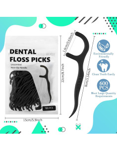 Palillos de Hilo Dental Baderke 200 Unidades Negro Portátil 2