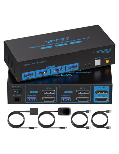 Interruptor KVM DisplayPort 8K 2 Monitores CMSTEDCD USB 3.0