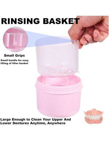 Estuche para Dentaduras Heigoeost Rosa a Prueba de Fugas