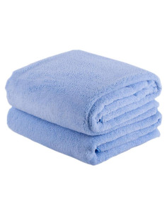 Juego de Toallas de Baño JML Fleece Coral Azul 76x152cm - 2 Unidades