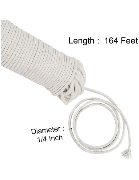 Cuerda de Algodón Natural ZOENHOU 50 m 6.35 mm Blanca