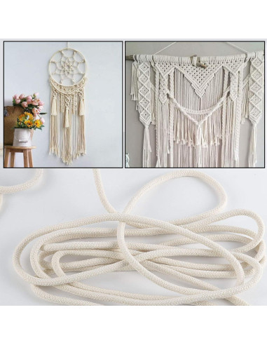 Cuerda de Algodón Natural ZOENHOU 50 m 6.35 mm Blanca