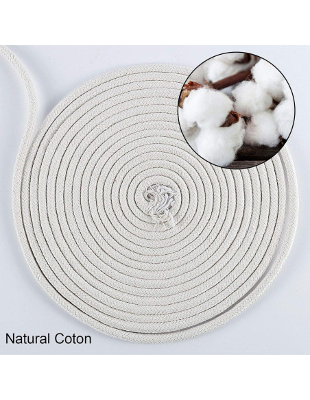 Cuerda de Algodón Natural ZOENHOU 50 m 6.35 mm Blanca