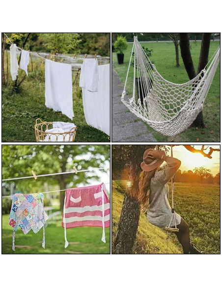 Cuerda de Algodón Natural ZOENHOU 50 m 6.35 mm Blanca