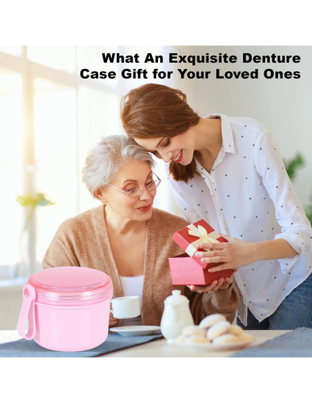 Estuche para Dentaduras Heigoeost Rosa a Prueba de Fugas Estuche para Dentaduras Heigoeost Rosa a Prueba de Fugas