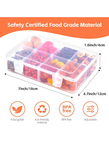 Contenedor de Snacks AQSXO 8 Compartimentos Reutilizable 284g