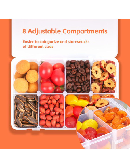 Contenedor de Snacks AQSXO 8 Compartimentos Reutilizable 284g