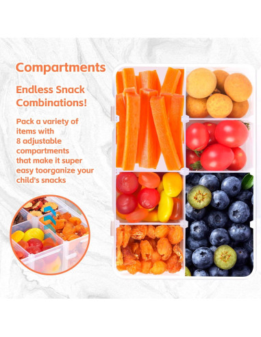 Contenedor de Snacks AQSXO 8 Compartimentos Reutilizable 284g