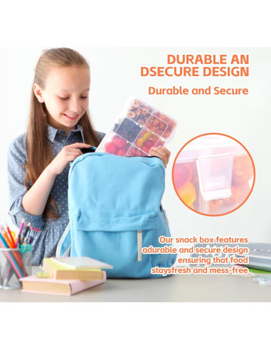 Contenedor de Snacks AQSXO 8 Compartimentos Reutilizable 284g