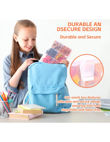 Contenedor de Snacks AQSXO 8 Compartimentos Reutilizable 284g