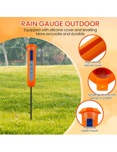 Pluviómetro Beofinest Naranja Ajustable 73.7 cm a Prueba de Heladas 2