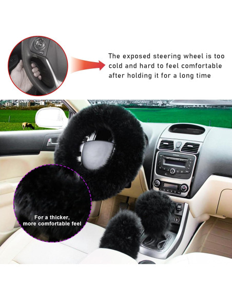 Funda de Volante de Lana Ziciner 3 Piezas 38 cm Negro