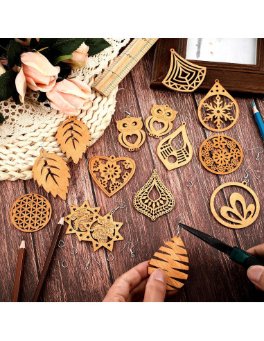 Kit de Fabricación de Pendientes de Madera Hicarer 182 Piezas