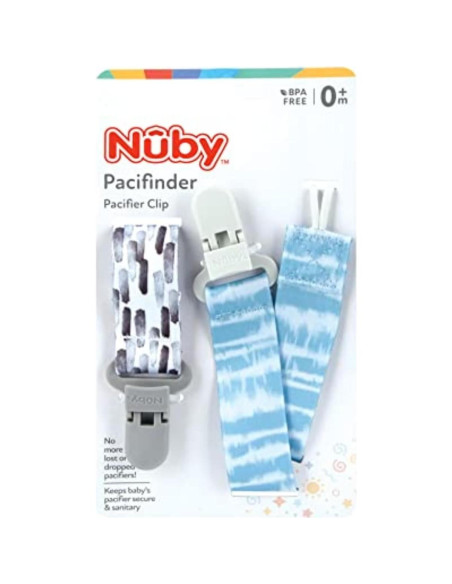 Nuby Clips de Chupete Pacifinder 2-Pack Multicolor 0+ Meses