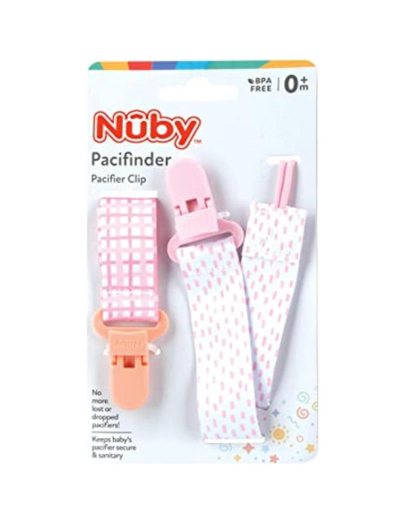 Nuby Clips de Chupete Pacifinder 2-Pack Multicolor 0+ Meses