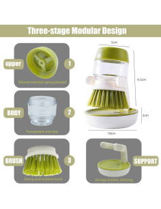 Dispensador de Jabón UGWKivd con Cepillo y Soporte - Gris 2