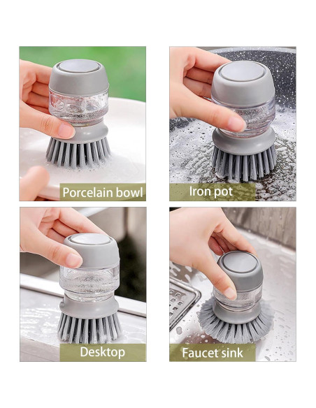 Dispensador de Jabón UGWKivd con Cepillo y Soporte - Gris