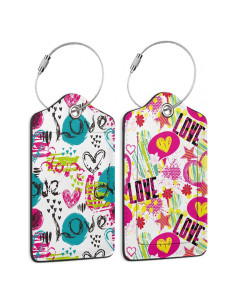 Etiquetas de Equipaje DEMACYA 2 PCS Corazones Coloridos 17.8x11.9 cm