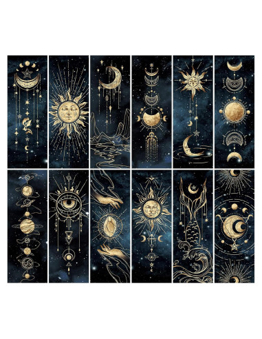 12 Marcadores de Libros Anseal Cielo Nocturno 5x15cm
