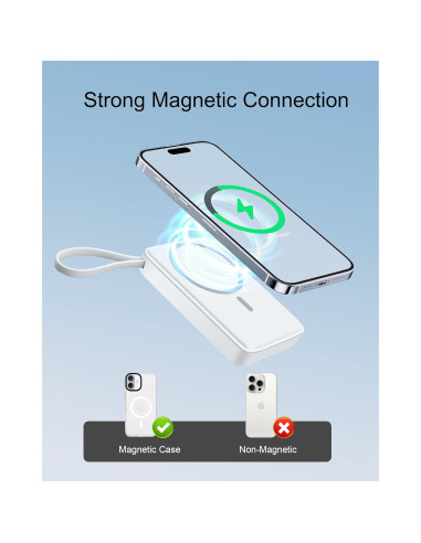 Banco de Poder Magnético Miady 10000mAh Carga Rápida 35W