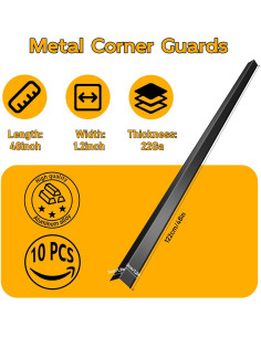 Paquete de 10 Protectores de Esquina de Aluminio Negro 1.2x1.2m 2