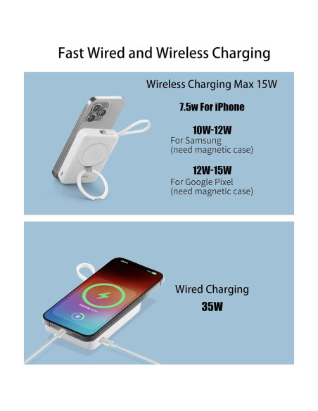 Banco de Poder Magnético Miady 10000mAh Carga Rápida 35W