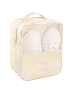 Bolsa de Zapatos de Viaje Ebbniur Impermeable 3 Pares Beige