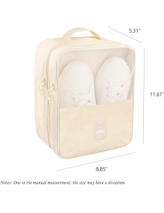 Bolsa de Zapatos de Viaje Ebbniur Impermeable 3 Pares Beige 2