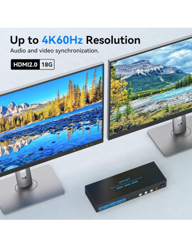 Interruptor KVM HDMI 4K 3 PCs 2 Monitores USB 3.0 CMSTEDCD