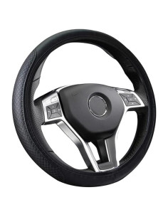 Cubierta de Volante de Coche Gomass WNQ003 Cuero Negro 38.1 cm