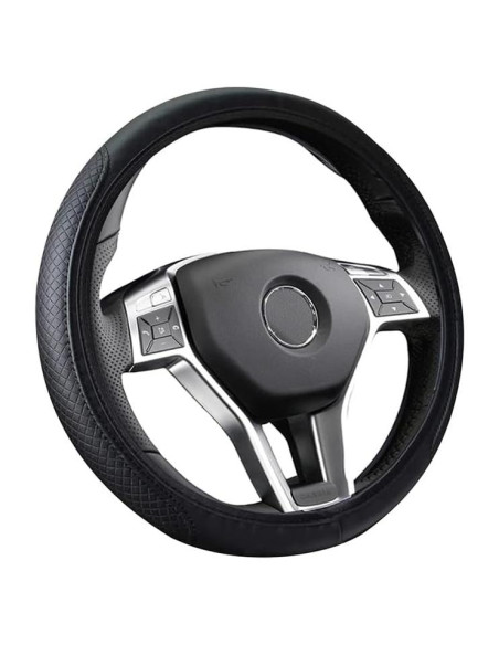 Cubierta de Volante de Coche Gomass WNQ003 Cuero Negro 38.1 cm