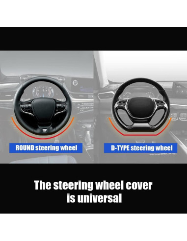 Cubierta de Volante de Coche Gomass WNQ003 Cuero Negro 38.1 cm