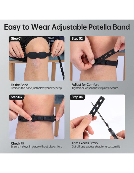 Correa Ajustable para Rodilla CJing - Soporte Tendón Patelar Negro