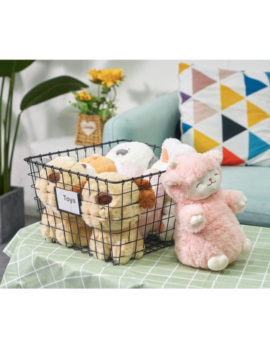 4 Canastas de Almacenamiento de Alambre JUNCHU CHERRY Negras