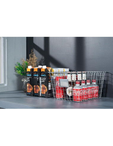 4 Canastas de Almacenamiento de Alambre JUNCHU CHERRY Negras