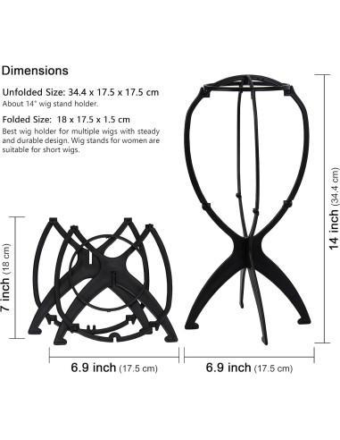 Soporte Plegable para Peluca XCZYN Negro 34.4 cm Duradero