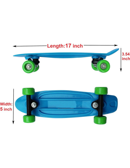 Mini Skateboard SK8MEMO Azul 43 cm para Niños Principiantes
