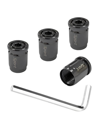 4 Tapones de Válvula de Neumático Gasedin con Bloqueo Negro