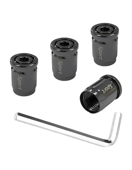 4 Tapones de Válvula de Neumático Gasedin con Bloqueo Negro