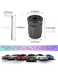 4 Tapones de Válvula de Neumático Gasedin con Bloqueo Negro 2